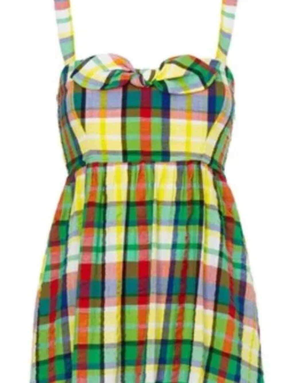 Kate Spade Coastal Plaid Bow Maxi Dress Seersucker Corset top Sundress Midi 6 - Picture 11 of 12